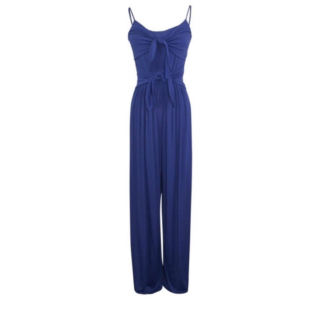NWT SUSANA MONACO Bow Detail Jumpsuit - Deep Sea M